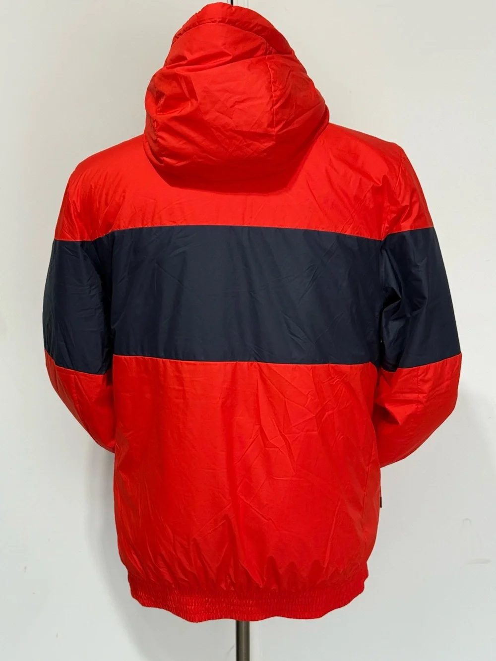 Nike Red Hooded Windbreaker with Black Chevron